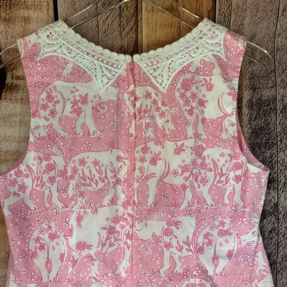 Lilly Pulitzer Top Sleeveless White‎ Label Run for the Roses Rhino Derby Size 8 - Picture 5 of 7